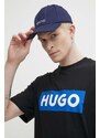 Bavlněné tričko Hugo Blue černá barva, s potiskem