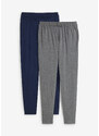 bonprix Kalhoty bez zapínání s pohodlnou pasovkou, 2 ks v balení Modrá
