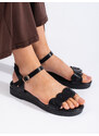 Shelvt Comfortable black sandals for women