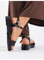 Shelvt Comfortable black sandals for women