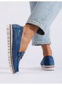 GOODIN Openwork blue loafers on a platform