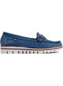 GOODIN Openwork blue loafers on a platform