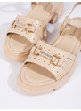 GOODIN Kožené bílé dámské sandály