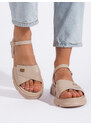 GOODIN Comfortable women's beige leather sandals