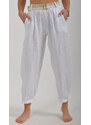 Enjoy Style Bílé lněné kalhoty ES2069