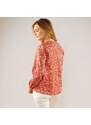Blancheporte Bavlněná košile na knoflíky, s květinovým potiskem korálová/oříšková 38