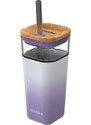 Quokka Skleněný pohár s brčkem Liquid Cube 540 ml Lilac