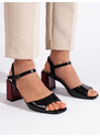 Exkluzívní dámské černé sandály na širokém podpatku