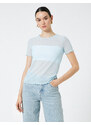 Koton See-through T-shirt with Stone Detailed Short Sleeves.