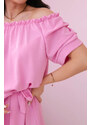 K-Fashion Španělské šaty zavazované v pase světle růžová