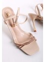 Laura Biagiotti Béžovo-zlaté sandály na tenkém podpatku Amaly