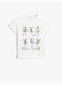 Koton Ballerina Printed T-Shirt Short Sleeved Crew Neck