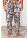 Trendyol Curve Black Leopard Patterned Knitted Pajamas Set