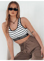 BASIC BÍLO-ČERNÝ PRUHOVANÝ CROP TOP SUNSEL Pruhovaný vzor