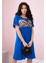 Kesi Šaty s leopardím vzorem chrpově modré