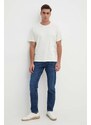Bavlněné tričko Pepe Jeans Dave Tee béžová barva, s potiskem