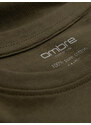 Ombre Clothing Pánské tričko BASIC s dlouhým rukávem a kulatým výstřihem - tmavě olivově zelené V7 OM-LSBL-0106