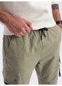 Ombre Clothing Pánské kalhoty JOGGER s cargo kapsami na zip - khaki V1 OM-PAJO-0125