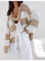 White and beige cardigan with Cocomore tie