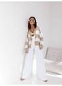 White and beige cardigan with Cocomore tie