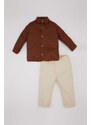 DEFACTO Baby Boy Shirt Twill Trousers 2 Piece Set