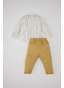 DEFACTO Baby Boy Striped Poplin Shirt Trousers 2 Piece Set