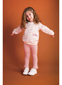 DEFACTO Baby Girl Striped Sweatshirt Leggings 2 Piece Set