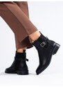 Výborné kotníčkové boty dámské černé płaski