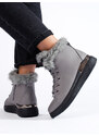 Trendy šedo-stříbrné kotníčkové boty dámské płaski