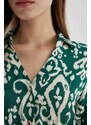DEFACTO Shirt Collar Printed Midi Long Sleeve Dress