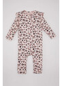 DEFACTO Baby Girl Newborn Leopard Pattern Heavy Fabric Jumpsuit