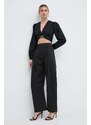 Kalhoty Pinko dámské, černá barva, jednoduché, high waist, 103577 A1TX