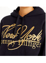 Dámská černá mikina Tommy Hilfiger Metallic logo hoodie