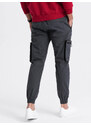 Ombre Men's JOGGER pants with stand-off and zippered cargo pockets - graphite
