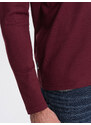 Ombre Clothing Pánské tričko s dlouhým rukávem a výstřihem do V - bordó V8 OM-LSBL-0108