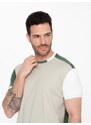 Ombre Men's t-shirt with elastane with colored sleeves - green