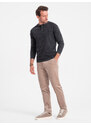 Ombre Men's wash henley longsleeve with raglan sleeves - black