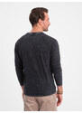 Ombre Men's wash henley longsleeve with raglan sleeves - black