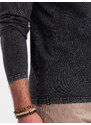 Ombre Men's wash henley longsleeve with raglan sleeves - black