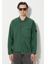 Bavlněná košile C.P. Company Ottoman zelená barva, regular, s klasickým límcem, 16CMSH153A006406O