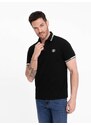 Ombre Clothing Černá polokošile s kontrastními prvky V2 POSS-0123