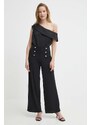 Kalhoty Lauren Ralph Lauren dámské, černá barva, jednoduché, high waist, 200807573