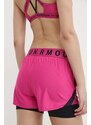 Tréninkové šortky Under Armour dámské, růžová barva, s potiskem, high waist