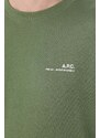 Bavlněná mikina A.P.C. sweat item pánská, zelená barva, hladká, COFBQ-H27608