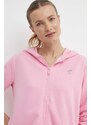 Mikina Guess SKYLAR dámská, růžová barva, s kapucí, hladká, V4GQ09 K8802