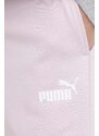 Tepláky Puma růžová barva, hladké, 586843