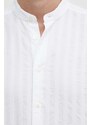Košile BOSS pánská, bílá barva, relaxed, se stojáčkem, 50513768