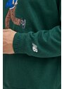 Bavlněná mikina New Balance pánská, zelená barva, s potiskem, MT41538NWG