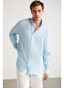 GRIMELANGE Brice Men's 100% Linen Flowy Light Blue Shirt