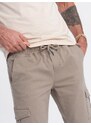 Ombre Clothing Trendy béžové jogger kalhoty V2 PAJO-0123